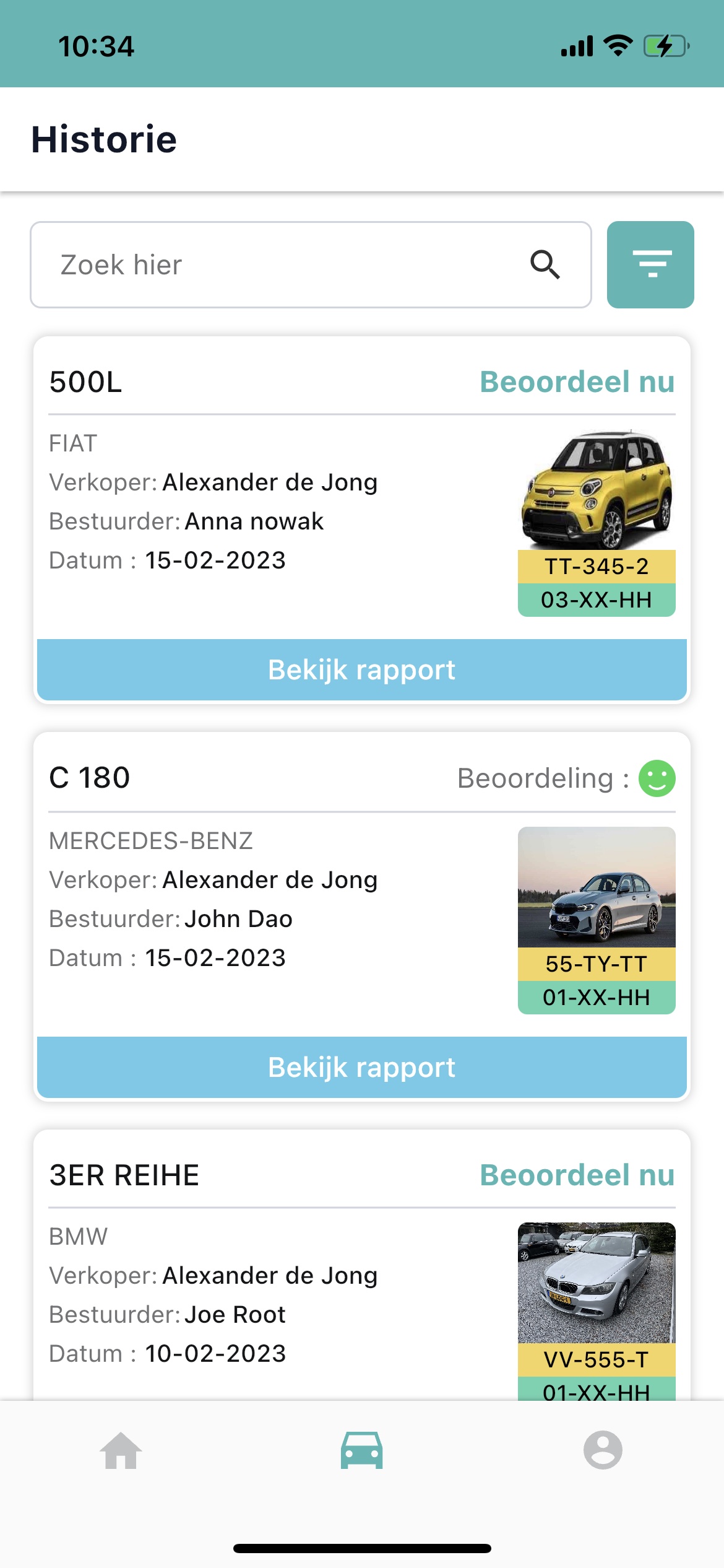 Historie dashboard PaceX