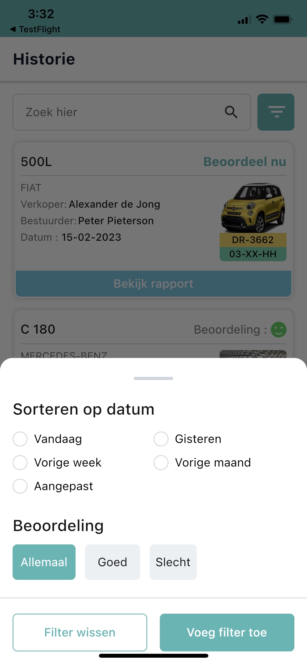 Geavanceerde zoekfilter PaceX