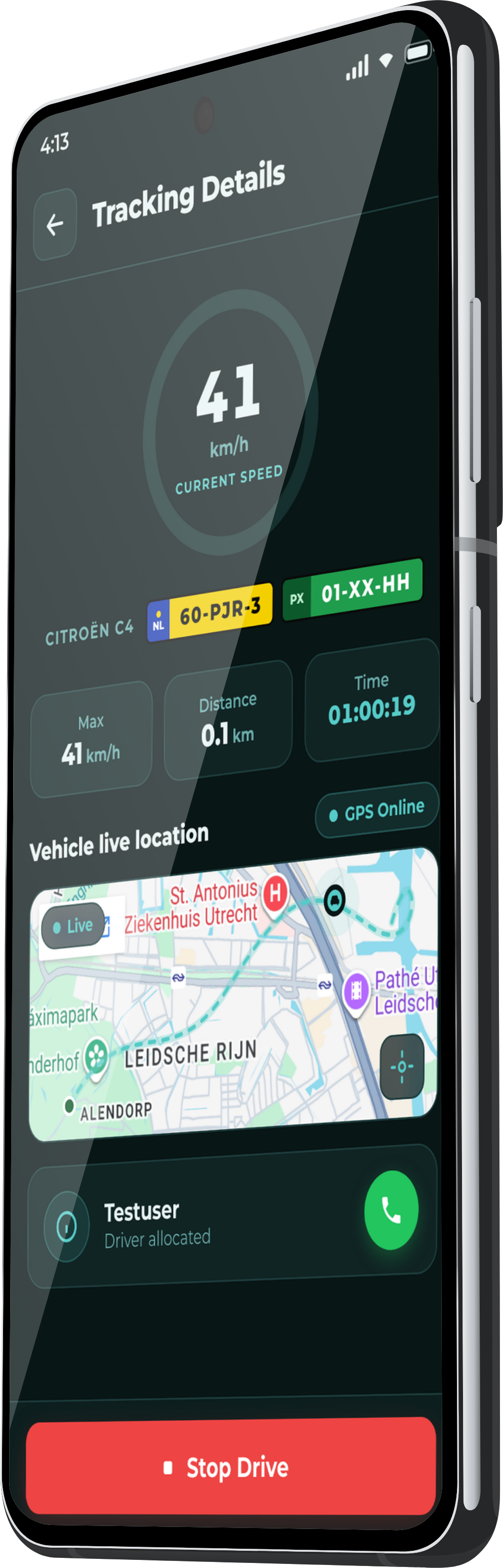 PaceX Gold live tracking op iPhone met live GPS-kaart